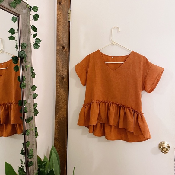 ☼ boho ruffle short sleeve top - Picture 2 of 8